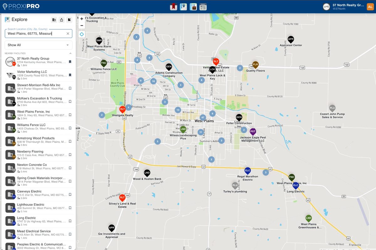 The ProxiPro map search